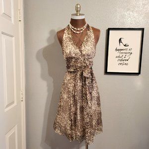 BCBGMAXAZRIA Woven Silk Halter Dress